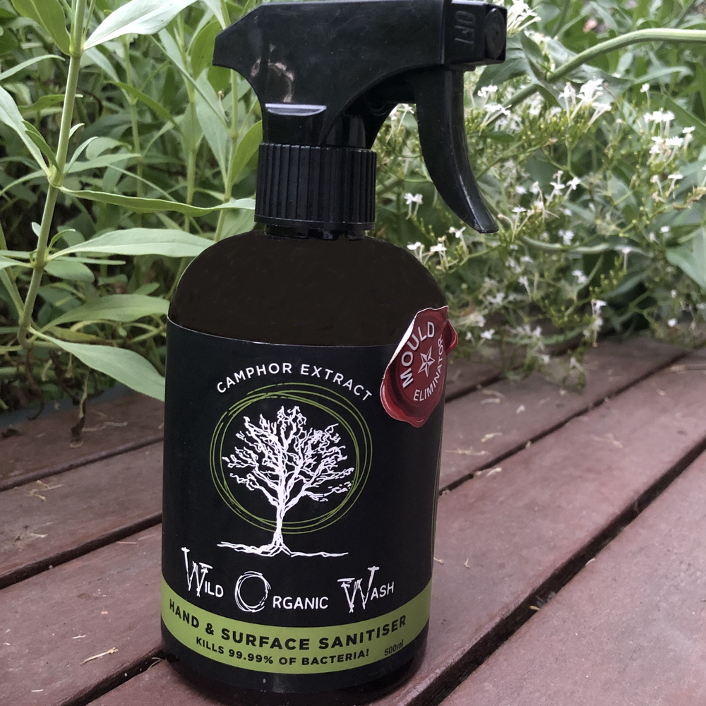 Wild Organic Wash hand & surface sanitiser kills mould dead